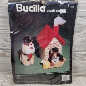 Bucilla Plastic Canvas Kit In The Dog House Tissue Cover Dispenser‎ Puppy 6077